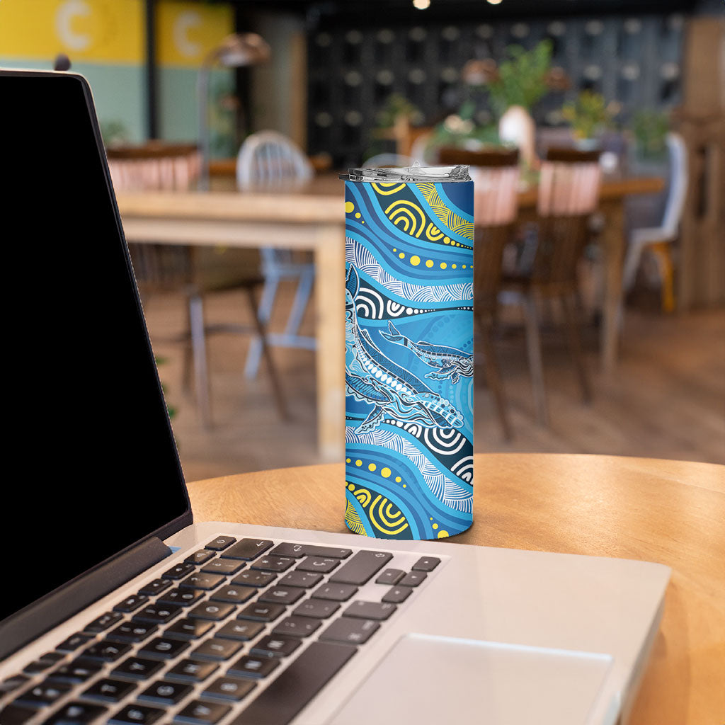 Aboriginal Ocean Whale Skinny Tumbler Dot Art Dreamtime Style