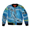 Aboriginal Ocean Whale Sleeve Zip Bomber Jacket Dot Art Dreamtime Style