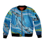 Aboriginal Ocean Whale Sleeve Zip Bomber Jacket Dot Art Dreamtime Style