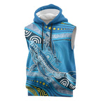 Aboriginal Ocean Whale Sleeveless Hoodie Dot Art Dreamtime Style