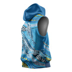 Aboriginal Ocean Whale Sleeveless Hoodie Dot Art Dreamtime Style