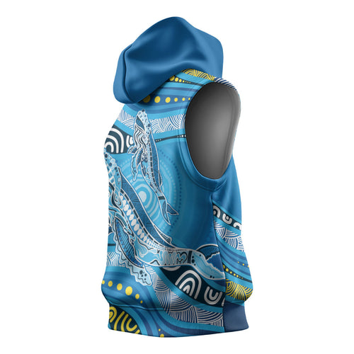 Aboriginal Ocean Whale Sleeveless Hoodie Dot Art Dreamtime Style
