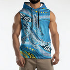 Aboriginal Ocean Whale Sleeveless Hoodie Dot Art Dreamtime Style