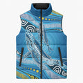 Aboriginal Ocean Whale Sleeveless Puffer Jacket Dot Art Dreamtime Style