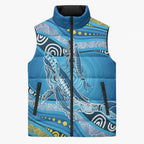 Aboriginal Ocean Whale Sleeveless Puffer Jacket Dot Art Dreamtime Style