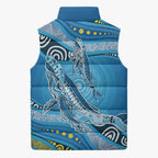 Aboriginal Ocean Whale Sleeveless Puffer Jacket Dot Art Dreamtime Style