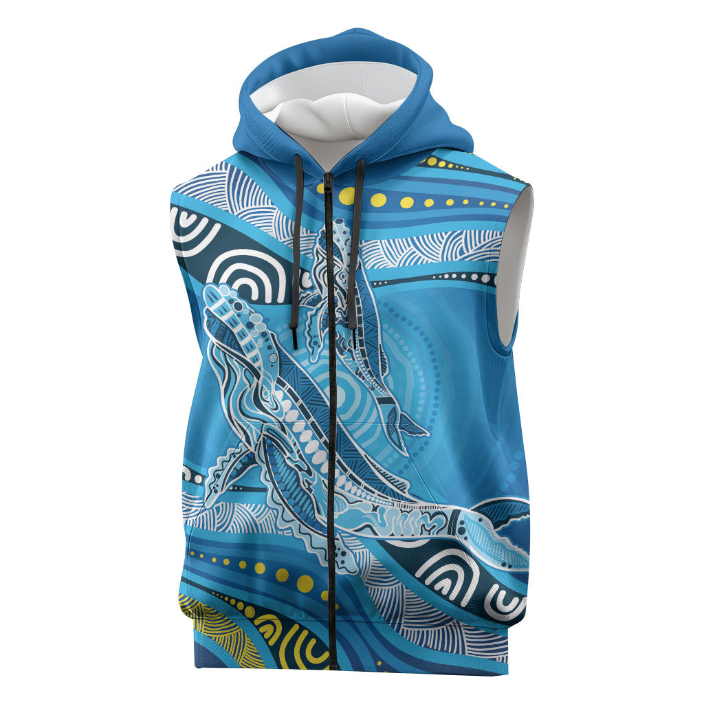 Aboriginal Ocean Whale Sleeveless Zip Hoodie Dot Art Dreamtime Style