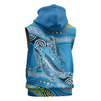 Aboriginal Ocean Whale Sleeveless Zip Hoodie Dot Art Dreamtime Style