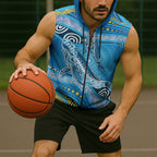 Aboriginal Ocean Whale Sleeveless Zip Hoodie Dot Art Dreamtime Style