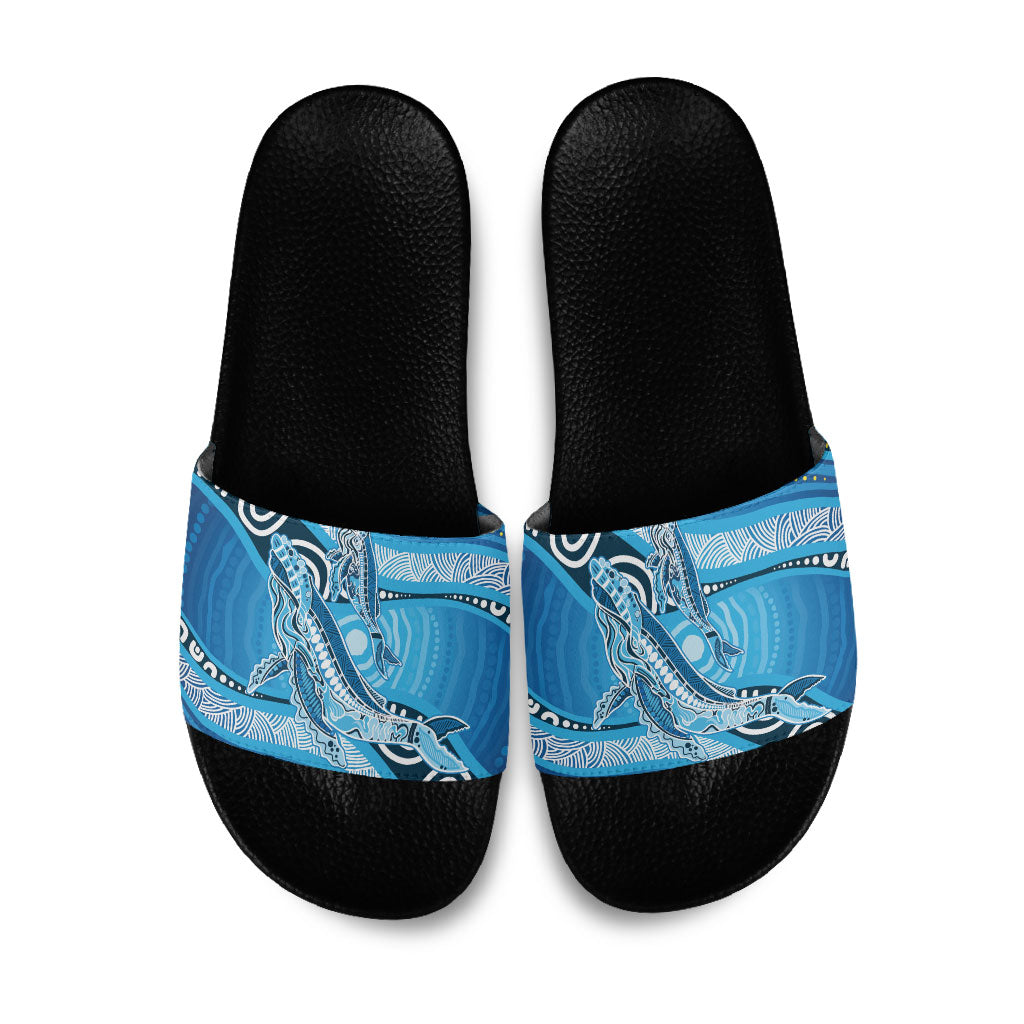 Aboriginal Ocean Whale Slide Sandals Dot Art Dreamtime Style