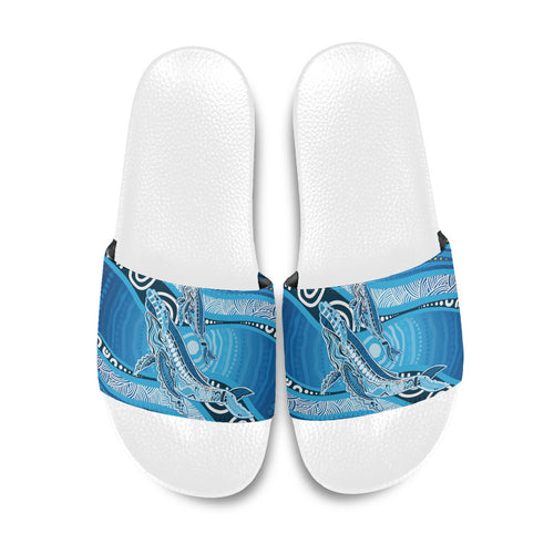 Aboriginal Ocean Whale Slide Sandals Dot Art Dreamtime Style