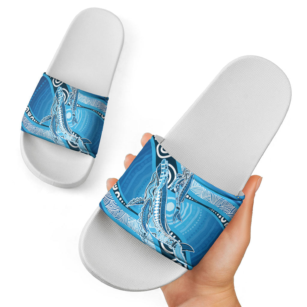 Aboriginal Ocean Whale Slide Sandals Dot Art Dreamtime Style