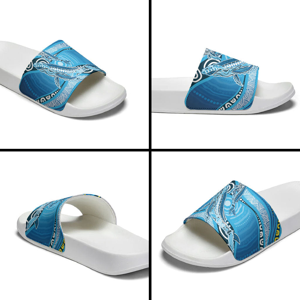 Aboriginal Ocean Whale Slide Sandals Dot Art Dreamtime Style