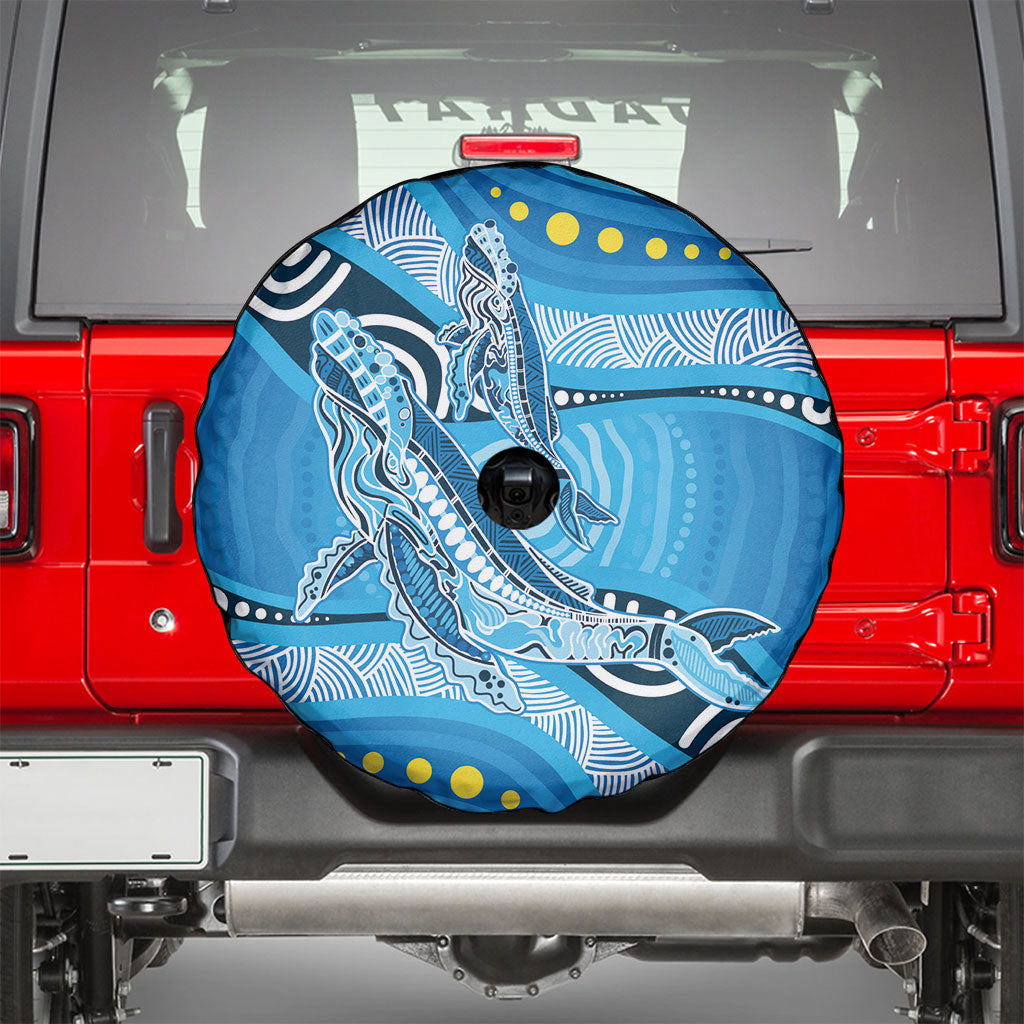 Aboriginal Ocean Whale Spare Tire Cover Dot Art Dreamtime Style