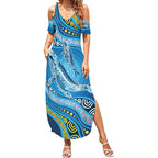 Aboriginal Ocean Whale Summer Maxi Dress Dot Art Dreamtime Style