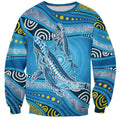Aboriginal Ocean Whale Sweatshirt Dot Art Dreamtime Style