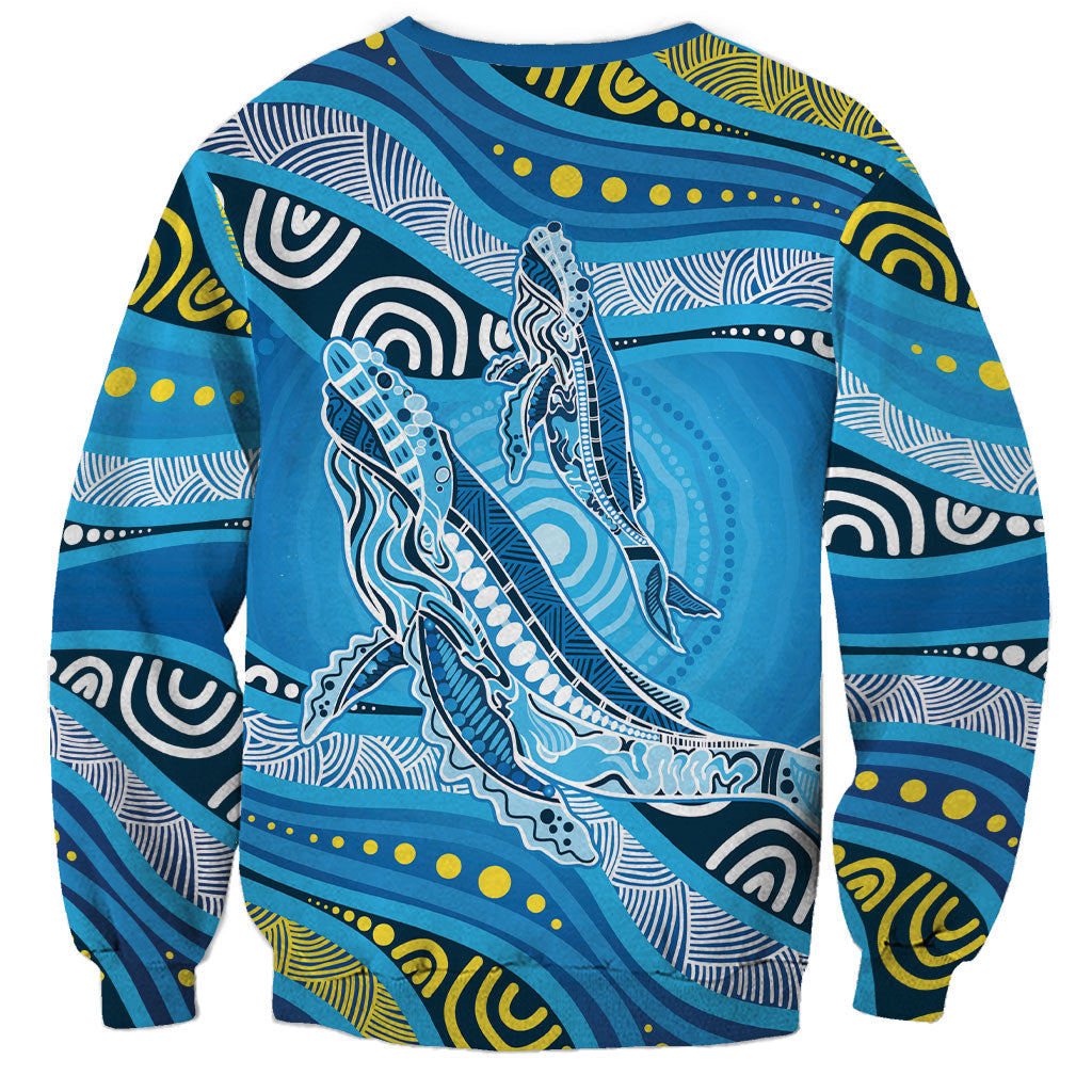 Aboriginal Ocean Whale Sweatshirt Dot Art Dreamtime Style