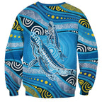 Aboriginal Ocean Whale Sweatshirt Dot Art Dreamtime Style