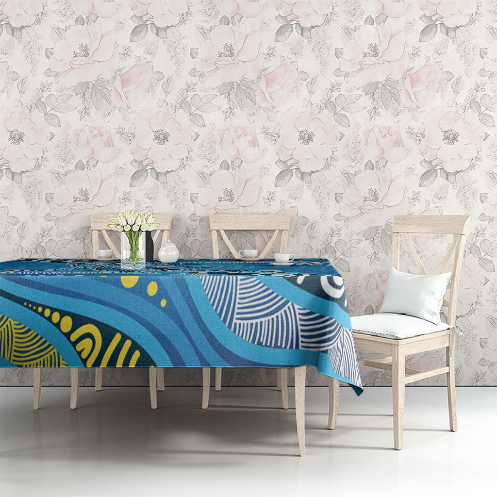 Aboriginal Ocean Whale Tablecloth Dot Art Dreamtime Style
