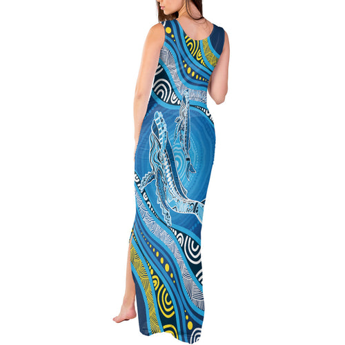 Aboriginal Ocean Whale Tank Maxi Dress Dot Art Dreamtime Style