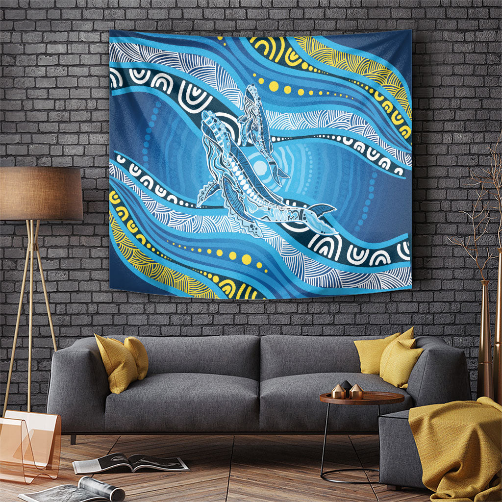Aboriginal Ocean Whale Tapestry Dot Art Dreamtime Style
