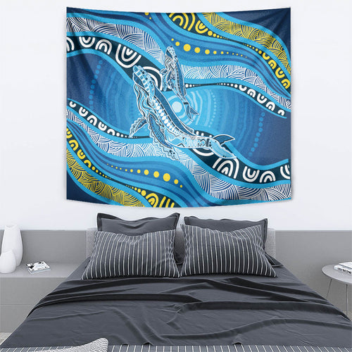 Aboriginal Ocean Whale Tapestry Dot Art Dreamtime Style