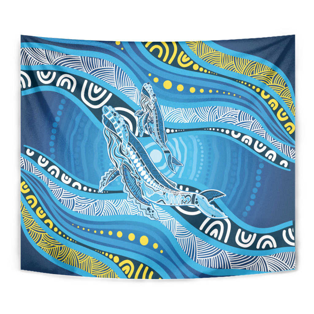 Aboriginal Ocean Whale Tapestry Dot Art Dreamtime Style
