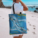 Aboriginal Ocean Whale Tote Bag Dot Art Dreamtime Style