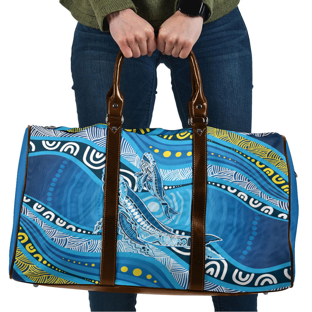 Aboriginal Ocean Whale Travel Bag Dot Art Dreamtime Style
