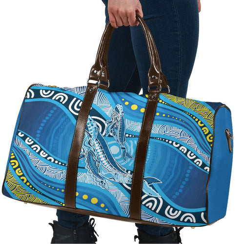 Aboriginal Ocean Whale Travel Bag Dot Art Dreamtime Style