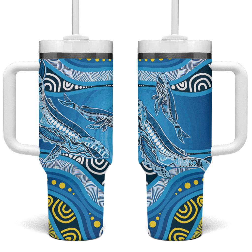 Aboriginal Ocean Whale Tumbler With Handle Dot Art Dreamtime Style