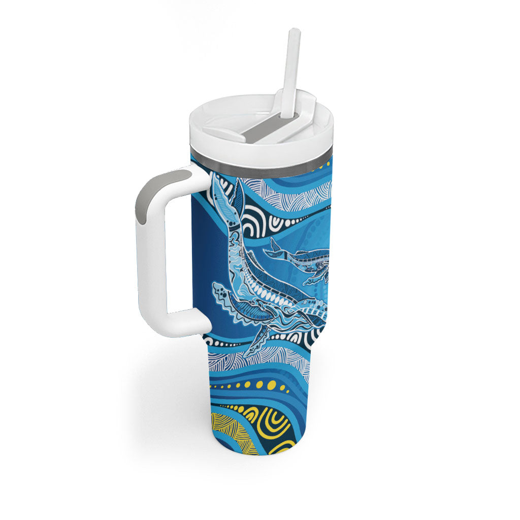 Aboriginal Ocean Whale Tumbler With Handle Dot Art Dreamtime Style
