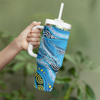 Aboriginal Ocean Whale Tumbler With Handle Dot Art Dreamtime Style