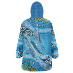 Aboriginal Ocean Whale Wearable Blanket Hoodie Dot Art Dreamtime Style