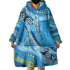 Aboriginal Ocean Whale Wearable Blanket Hoodie Dot Art Dreamtime Style