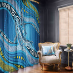 Aboriginal Ocean Whale Window Curtain Dot Art Dreamtime Style