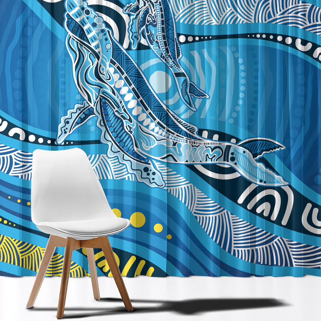 Aboriginal Ocean Whale Window Curtain Dot Art Dreamtime Style