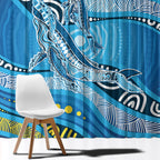 Aboriginal Ocean Whale Window Curtain Dot Art Dreamtime Style