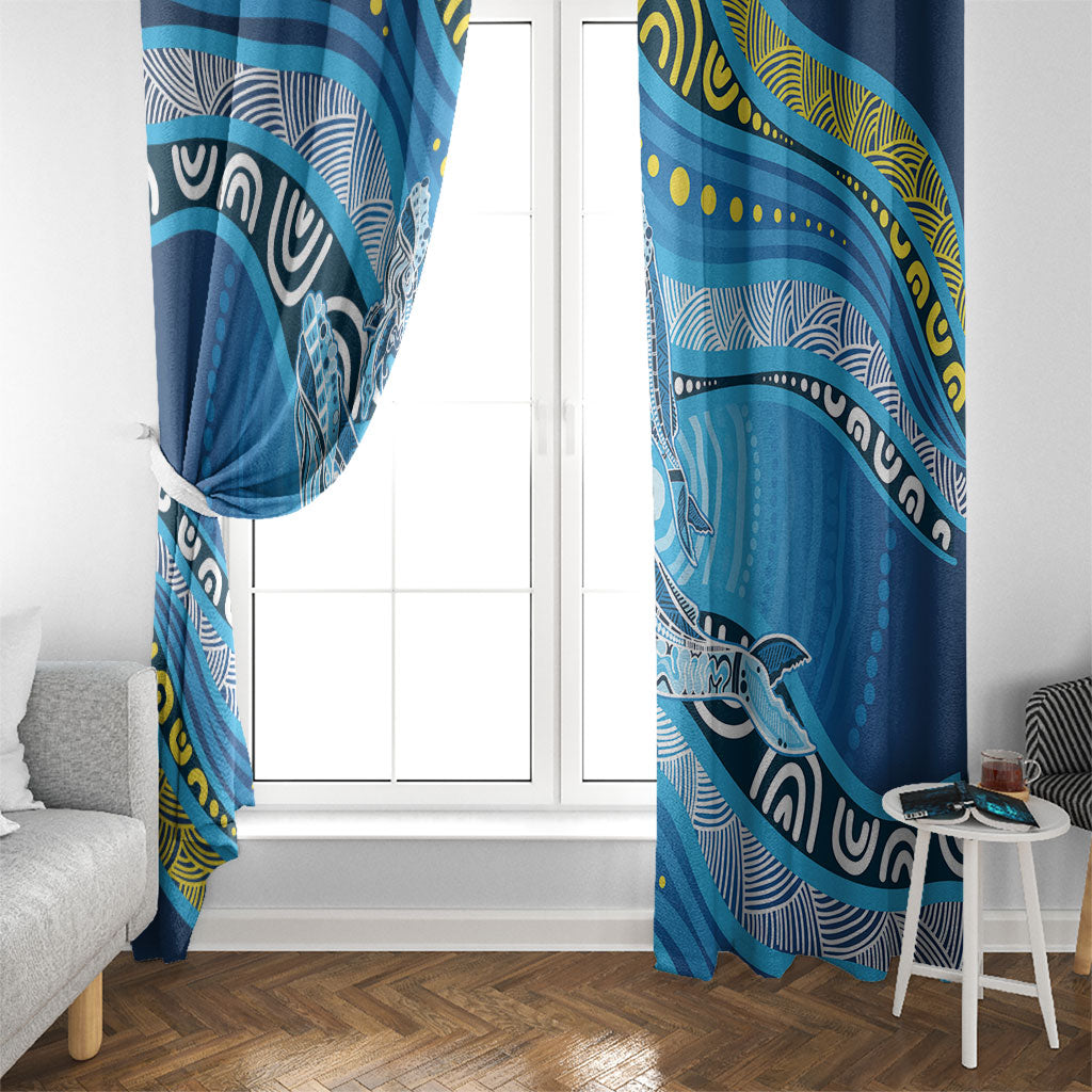 Aboriginal Ocean Whale Window Curtain Dot Art Dreamtime Style