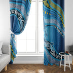 Aboriginal Ocean Whale Window Curtain Dot Art Dreamtime Style