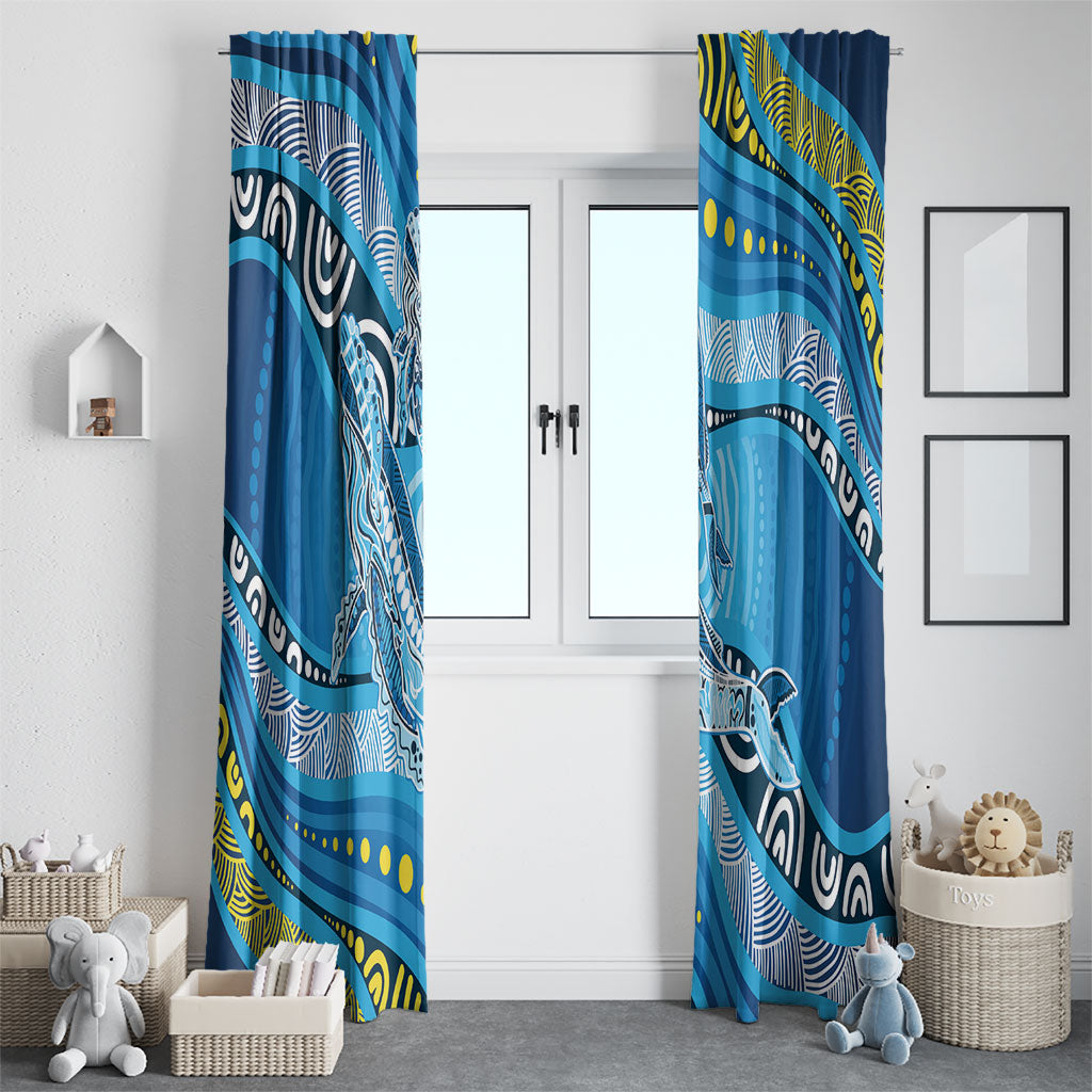 Aboriginal Ocean Whale Window Curtain Dot Art Dreamtime Style