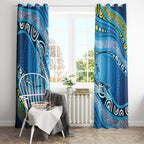 Aboriginal Ocean Whale Window Curtain Dot Art Dreamtime Style