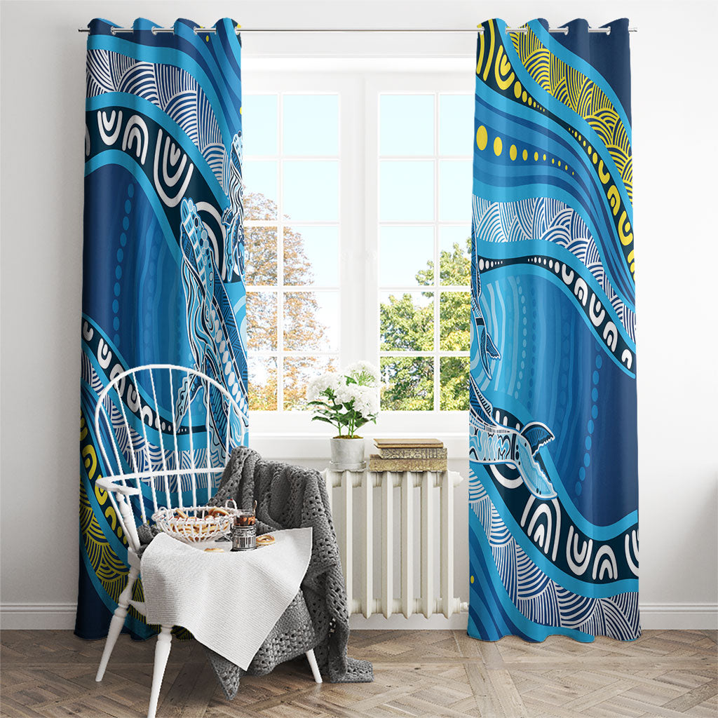 Aboriginal Ocean Whale Window Curtain Dot Art Dreamtime Style