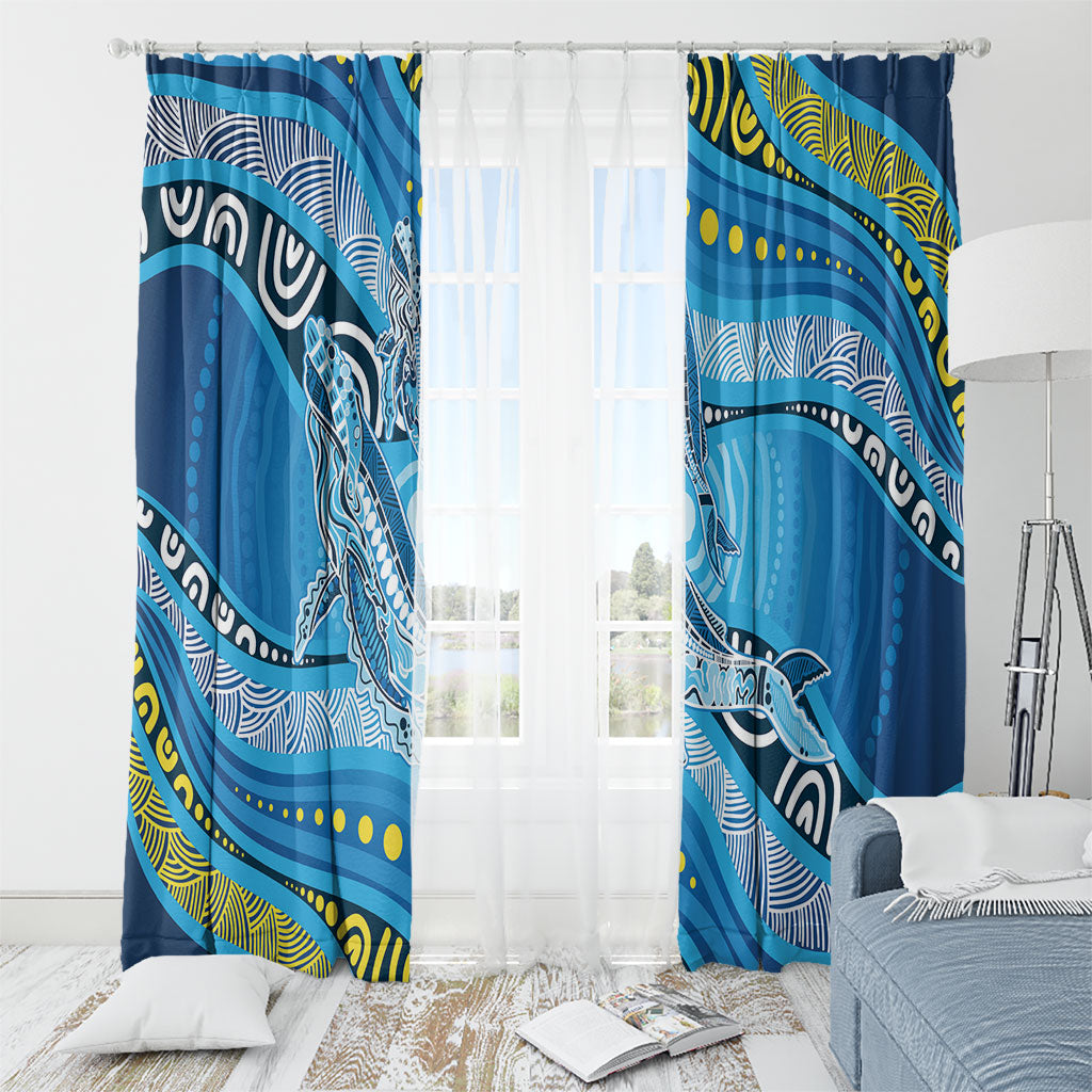 Aboriginal Ocean Whale Window Curtain Dot Art Dreamtime Style