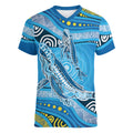 Aboriginal Ocean Whale Women V-Neck T-Shirt Dot Art Dreamtime Style