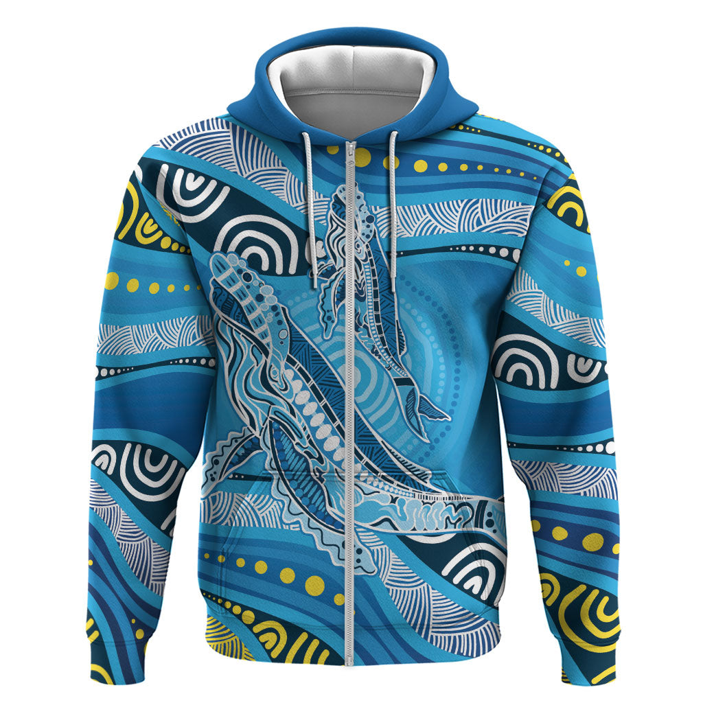 Aboriginal Ocean Whale Zip Hoodie Dot Art Dreamtime Style