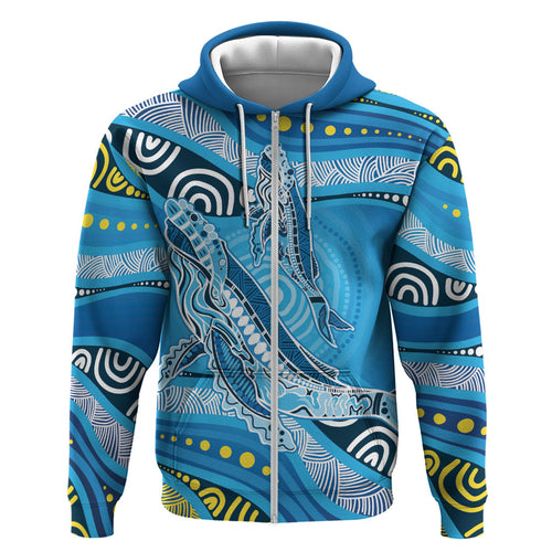 Aboriginal Ocean Whale Zip Hoodie Dot Art Dreamtime Style