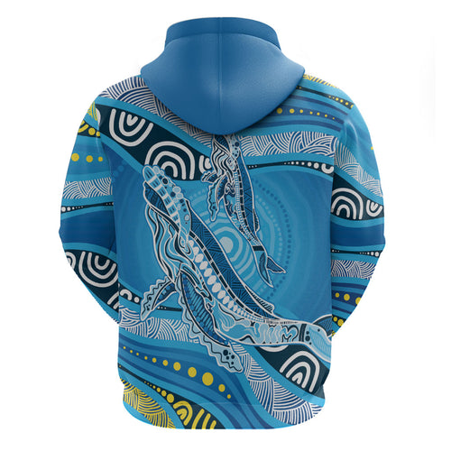Aboriginal Ocean Whale Zip Hoodie Dot Art Dreamtime Style