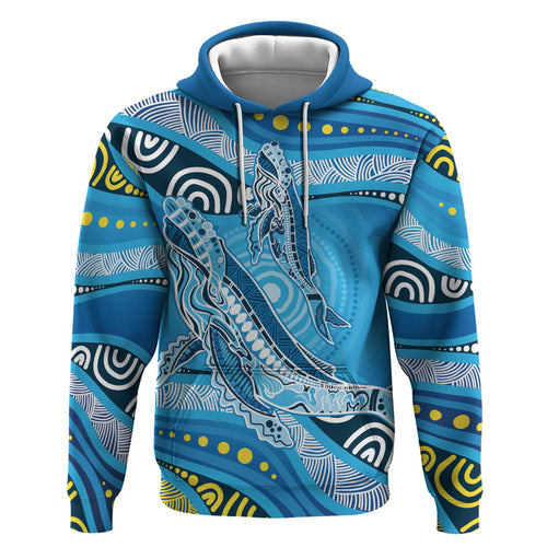 Aboriginal Ocean Whale Zip Hoodie Dot Art Dreamtime Style