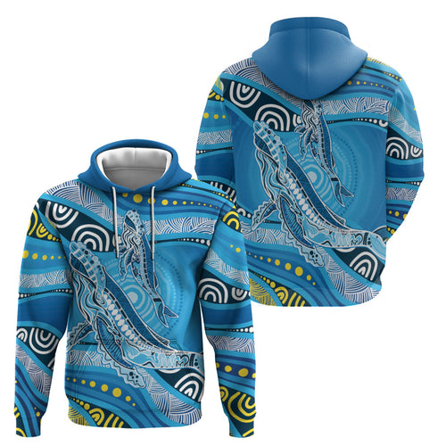 Aboriginal Ocean Whale Zip Hoodie Dot Art Dreamtime Style